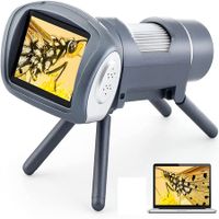 Digital Microscope for Kids Beginner 2' LCD Portable Pocket Microscope Toy STEM Science Kit-Grey