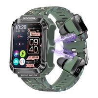 2023 Newest Smart Watch With Earbuds 3 in 1 Fitness Tracker 1.96inch HD Screen 4GB Large Memory Bluetooth Call Sports Men Color Green