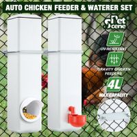 Chicken Bird Feeder Water Dispenser Automatic Waterer Poultry Food Drinker Auto Chook Chick Duck Drinking Cup 4L Plastic