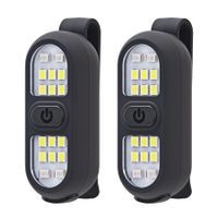 Clip on Flashlight Running Light Rechargeable LED Work Light Warning Flashing for Camping Hiking Walking Dog(2 Pack-Black)