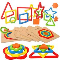 6 pcs Toddler Puzzles Wooden Toys Montessori Shape Sorting Puzzle Sensory Toys Toddlers Activities Preschool Learning Early Educational Travel 1-3