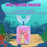 Kids Electric Toothbrush, U Shaped Kids Sonic Automatic 6 Sonic Clean Modes IPX7 Waterproof Mermaid Design Rechargeable Smart Timer for Children 2-7