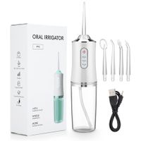 Portable Oral Irrigator Dental Water Flosser USB Rechargeable Water Jet Floss Tooth Pick 4 Jet Tip 220ml 3 Modes