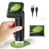 Handheld Digital Microscope 2'LCD Screen Pocket Portable Microscope for Kids with Adjustable Lights Coins USB to PC