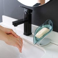 Leaf shaped Soap Dish Holder With Drainage, Self Draining Soap Box With Suction Cup for Shower Bathroom Kitchen