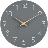 Wall Clock,Silent Non-Ticking 10 Inch Wall Clocks Battery Operated,Modern Style Wooden Clock Decorative for Kitchen,Home,Bedrooms,Office (10Inch Grey)