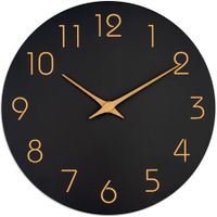 Wall Clock,Silent Non-Ticking 10 Inch Wall Clocks Battery Operated,Modern Style Wooden Clock Decorative for Kitchen,Home,Bedrooms,Office (10Inch Black)