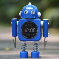 Smart Digital Robot Alarm Clock Temperature Display Desktop Clocks with Snooze Mode Home Bedroom for Child Gift