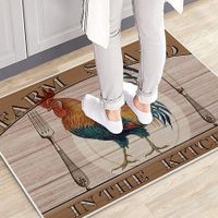 Rooster Kitchen Rugs Set Non Slip Washable Kitchen Floor Rug and Mat Rooster Chicken Theme Kitchen Mat for Farmhouse Style Floor Decor 60*90cm