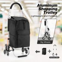Shopping Trolley Cart Trolly Wheeled Storage Bag Grocery Market Foldable Utility Granny Stair Climbing Wheels Aluminium 45L