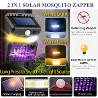 Solar Mosquito Zapper Outdoor, Bug Zapper Outdoor Electric, Insect Fly Traps with Motion Sensor Lights, Wall Lamp for Outdoor Garden Yard