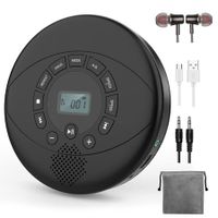 CD Player Portable,Discman Rechargeable,Walkman CD Player with Speaker,Portable cd Player with Headphones,CD-R,MP3 USB playable,Anti Skip CD Playing for car,Suitable for Personal or Multi-Users (Black)