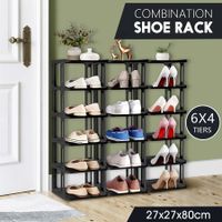 Shoe Storage Rack Shelf Organiser Stand 24 Tier Vertical Plastic Holder Tower Display Unit Sneaker Organizer Stackable