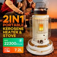 2in1 Kerosene Heater Stove Portable Indoor Outdoor Space Radiant Kerosine Oil Burner Auto Ignition Anti Tipping 22300BTU
