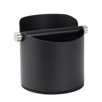 5.55 inch Espresso Knock Box Stainless Steel Coffee Grounds Knock Box With Removable Knock Bar Non-Slip Rubber Base-Black