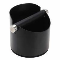 4.5 inch Espresso Knock Box Stainless Steel Coffee Grounds Knock Box With Removable Knock Bar Non-Slip Rubber Base-Black