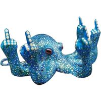 Garden Statue,Handmadeanimals Octopus Decor Miniature Ornaments 14x12 cm,Blue