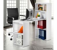 White Computer Desk & Bookshelf