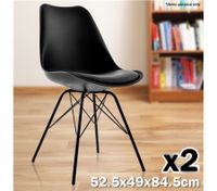 Set of Plastic Eames Replica Chairs with Cushion Seat-Black