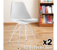 Set of Plastic Eames Replica Chairs with Cushion Seat-White