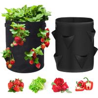 2 Pack 10 Gallon Strawberry Planter with 8 Sides Grow Pockets, Breathable Non-woven Fabric Reinforce Handle Plant Grow Bags for Garden Strawberries, Flowers