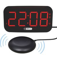 Digital Alarm Clock with Bed Shaker for Bedrooms, Loud Digital Clock with Modern Curved Design