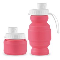 Collapsible Water Bottles Cups Leakproof Valve Reusable BPA Free Silicone Foldable Travel Water Bottle Cup for Gym Camping Hiking Travel Sports Lightweight Durable (11oz,Pink)