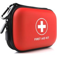 Mini First Aid Kit,100 Pieces Water-Resistant Hard Shell Small Case - Perfect for Travel,Outdoor,Home,Office,Camping,Hiking,Car (Red)