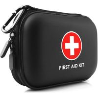 Mini First Aid Kit,100 Pieces Water-Resistant Hard Shell Small Case - Perfect for Travel,Outdoor,Home,Office,Camping,Hiking,Car (Black)