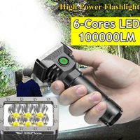 6 LED Flashlight Aluminum Alloy Rechargeable Mini Torch High Brightness Display Energy Outdoor Lighting for Camping Emergency