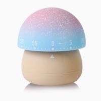 Mechanical Cute Mushroom Kitchen Timer Wind Up 60 Minutes Manual Countdown Timer for Classroom Home Study Cooking-Beige
