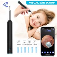Smart WiFi Visual Ear Endoscope Camera with 3.5 mm Lens 1080P FHD Camera 6 LED Lights Waterproof Lens for IOS Android-Black