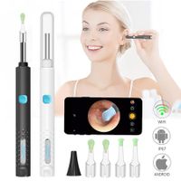 Smart WiFi Visual Earscoop Camera with 4.9 mm 1080P FHD Camera & 6 LED Lights Waterproof Lens for IOS Android(1 Pack-White)