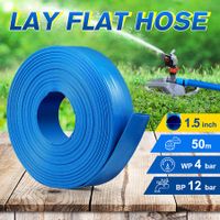 1.5inch Lay Flat Hose PVC Water Discharge Drain Transfer Backwash Pipe Irrigation Pump Outlet Weatherproof Burstproof 50m Blue