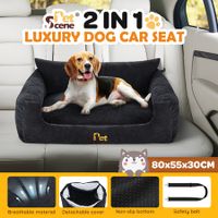 Dog Car Seat Protector Cat Bed Booster Large Pet Calming Washable Sofa Couch Cushion Camping Travel Basket Carrier Puppy Safety Belt 80x55x30cm