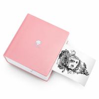 Mini Pocket Printer,Portable Bluetooth Thermal Printer Pocket Printer Compatible with iOS + Android for Organizing Office Documents,Work List Printing,Black and White Picture (Pink)