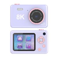 Digital 4800W HD Dual-Camera 2.4' IPS Screen 2.5K UHD Resolution with Puzzle Game Mini Kids Camera for Teens Students-Purple