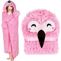 Flamingo Wearable Hooded Blanket for Adults Fuzzy Warm Cozy Plush Furry Fleece & Hoodie Throw Cloak - Flamingo Gifts for Women Adults and Kids