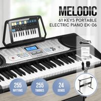 61 Key Electronic Keyboard Electric Piano with 24 Demo Songs LED Screen Music Stand Melodic