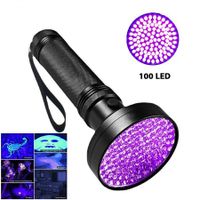Black Light Flashlight 100 LED Lamp Blacklight Inspection Pet Urine & Stains 385-395nm LEDs Spot Counterfeit Money Leaks