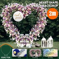 Wedding Arch Backdrop Stand Balloon Display Flower Holder Heart Shape Birthday Party Anniversary Decoration Metal Frame 2M