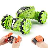 Remote Control Car for Kids,RC Cars 360 Flips Stunt Car Double Sided Rotating Off Road with Light and Muisc Rechargeable Birthday Gifts Color Green