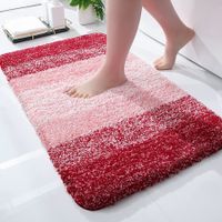 Bath Mats Rug Non-Slip Plush Shaggy Bath Carpet Machine Wash Dry for Bathroom Floor-48*78cm Red