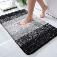 Bath Mats Rug Non-Slip Plush Shaggy Bath Carpet Machine Wash Dry for Bathroom Floor-48*78cm Black