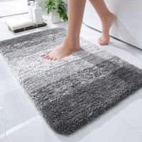 Bath Mats Rug Non-Slip Plush Shaggy Bath Carpet Machine Wash Dry for Bathroom Floor-40*60cm Grey