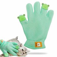 Pet Grooming Glove Efficient Pet Hair Remover Massage- Enhanced Five Finger Design Perfect for Long Short Fur, Left and right hand Pet Bathing (Green)