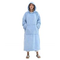 Wearable Blanket Hoodie,Oversized Cozy Soft Warm Sherpa Sweatshirt with Hood Pocket and Sleeves for Adult Women Men Teens,One Size Fits All(Azure)