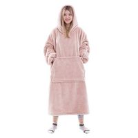 Wearable Blanket Hoodie,Oversized Cozy Soft Warm Sherpa Blanket with Hood Pocket and Sleeves for Adult Women Men Teens,One Size Fits All(light Pink)