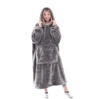 Wearable Blanket Hoodie,Oversized Cozy Soft Warm Sherpa Sweatshirt with Hood Pocket and Sleeves for Adult Women Men Teens,One Size Fits All(Dark Gray)