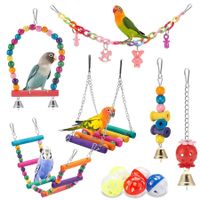 Swing Hanging Standing Chewing Toy Hammock Climbing Ladder,Cage Colorful Toys Suitable for Budgerigar,Parakeet,Conure,Cockatiel,Mynah,Love Birds,Finches